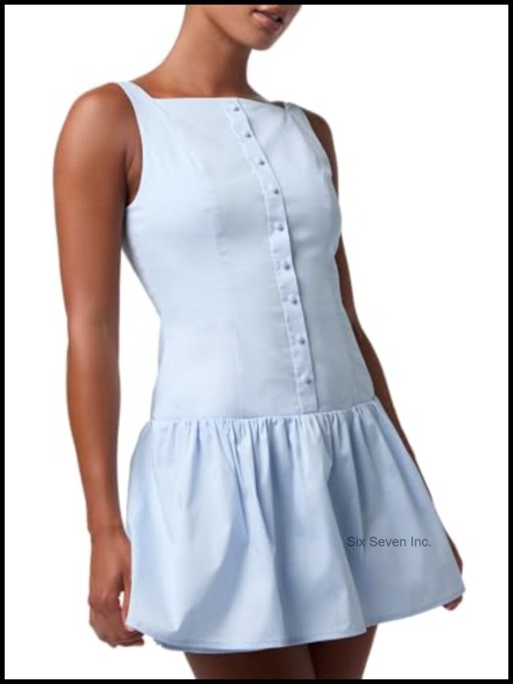 Lulus Rory Cocktail Mini Dress Fitted Bodice High Square Neckline Drop Waist